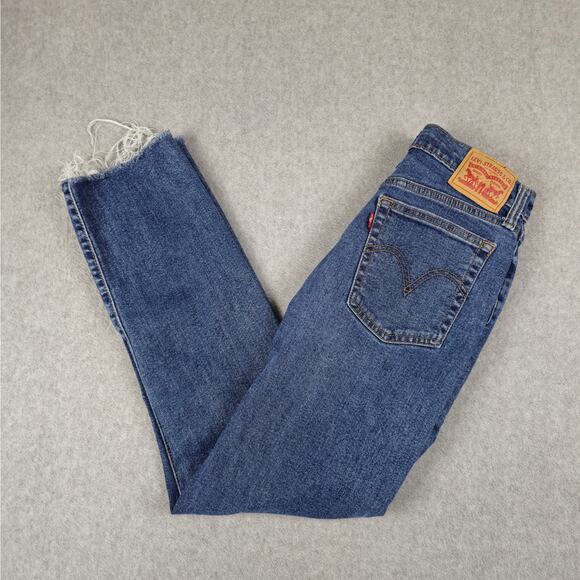 Levi's Jeans Womens Size 26x27 Wedgie Straight Button Fly Raw Hem - Picture 2 of 16